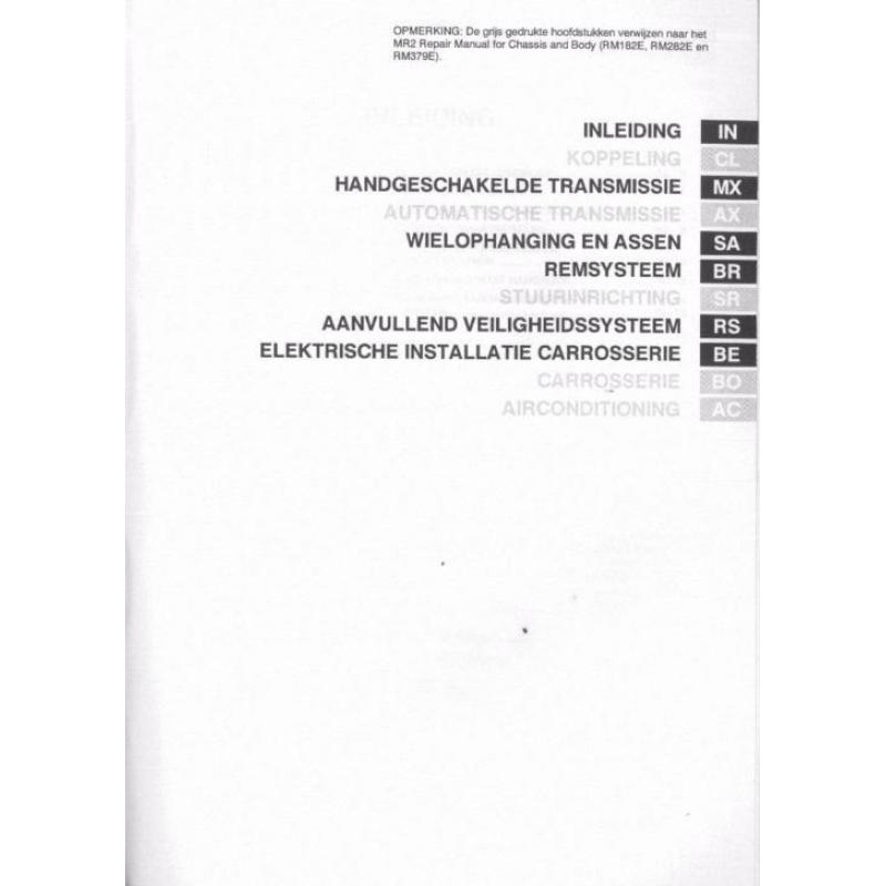 1996 Toyota MR2 Chassis Carosserie Reparatieboek Supplement