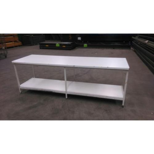 Partij gebruikte werkbank / inpaktafel 250x80cm vanaf €65,