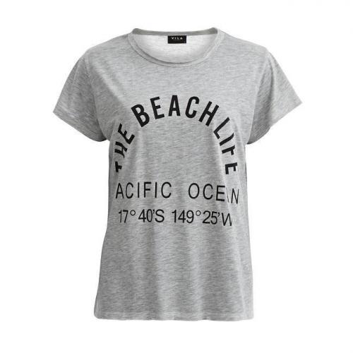 Vila Beachlife TShirt Light Grey Dames T-shirt Maat