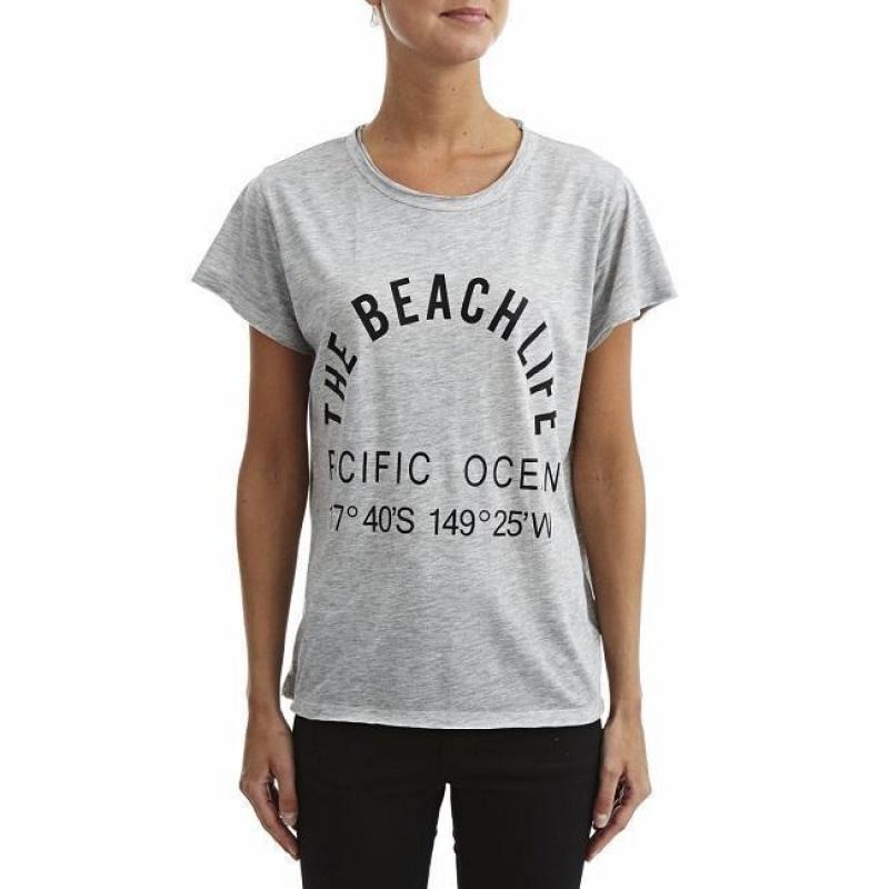 Vila Beachlife TShirt Light Grey Dames T-shirt Maat
