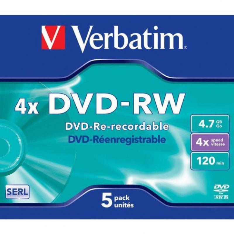 Verbatim DVD-RW 4.7GB 4x Jewelcase, 5st