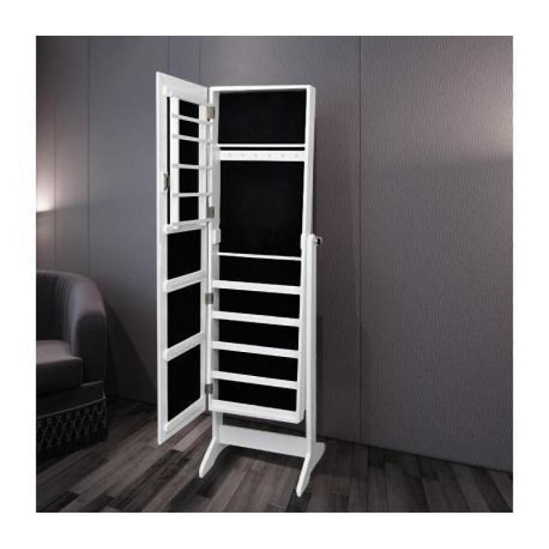 Sieradenkast met spiegel 46 x 146 cm (wit)