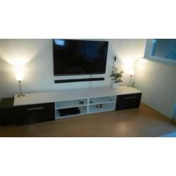 Moderne tv meubel ZGAN Wit/Zwart Hoogglans