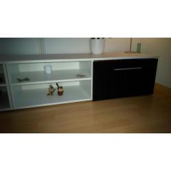 Moderne tv meubel ZGAN Wit/Zwart Hoogglans