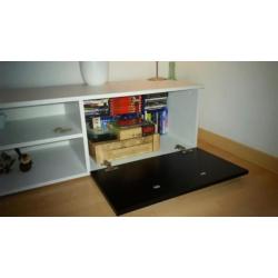 Moderne tv meubel ZGAN Wit/Zwart Hoogglans