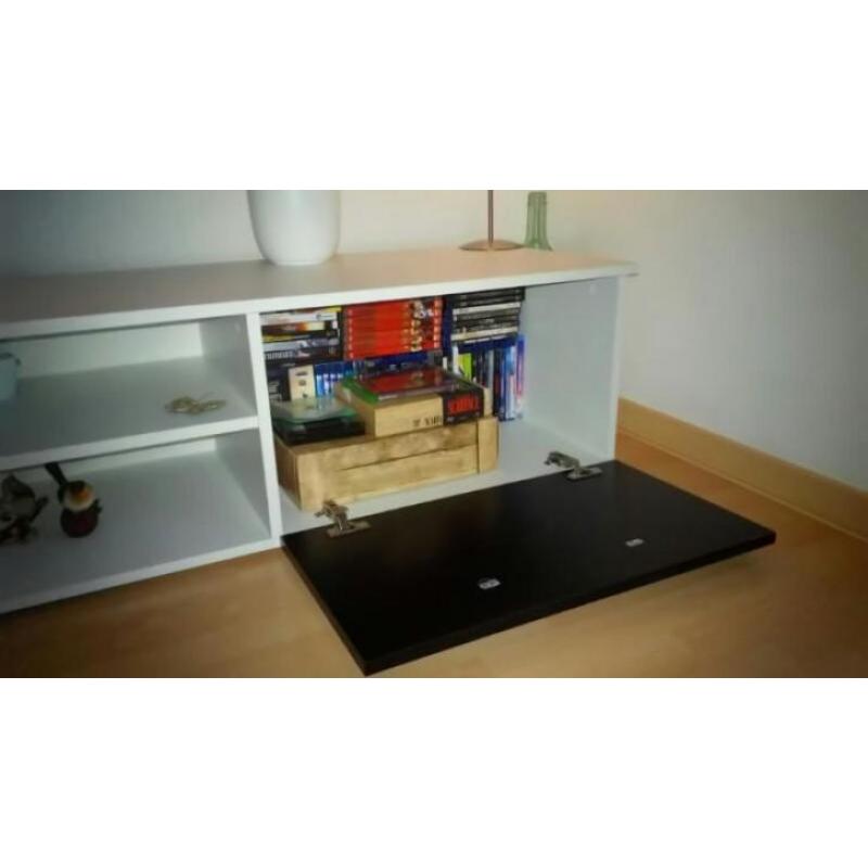Moderne tv meubel ZGAN Wit/Zwart Hoogglans