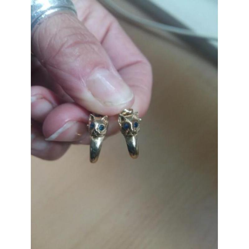 14k gouden poezen creolen