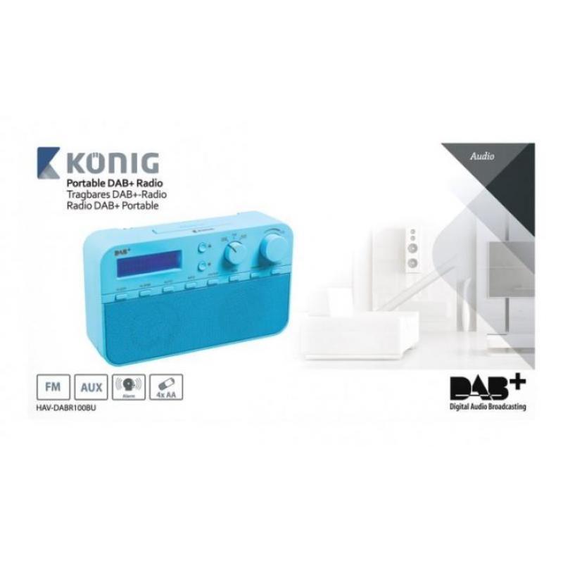 DAB+ radio met alarmklok en 20 voorkeurzenders (blauw)