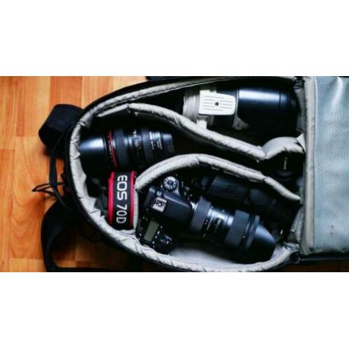 CANON 70D incl 4 lenzen en flitser