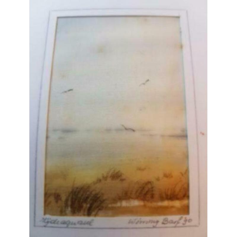 Zijde aquarel Wimmy Barf 1990 textiel kunst