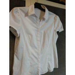 Retro blouse, wit, pofmouwtjes