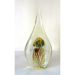 Glazen object helder met kwal rood groen geel Murano 6776-g
