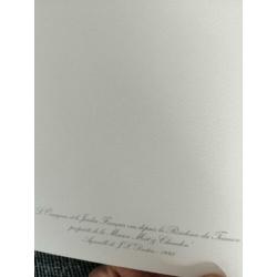 Mooie menu kaart Moet & Chandon met pers text/ Dartois 96