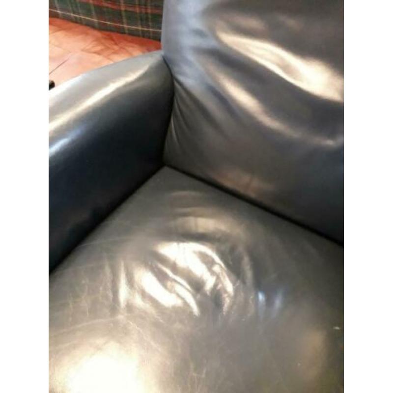 Blauwe leren fauteuil (63)