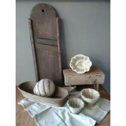 Grote oude brocante houten koolsnijder plank 75x25cm*Etage3*