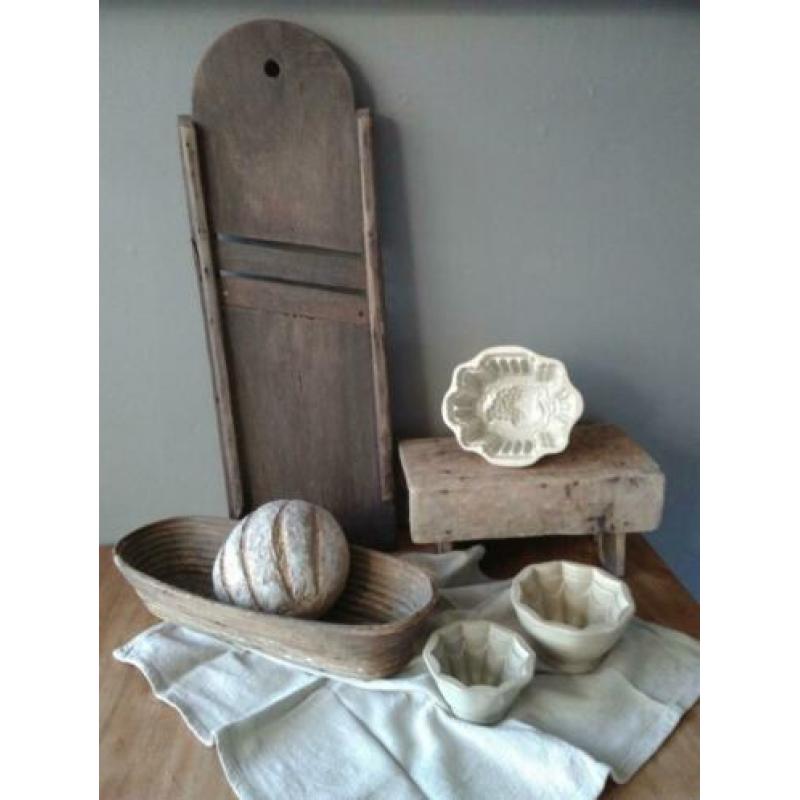 Grote oude brocante houten koolsnijder plank 75x25cm*Etage3*