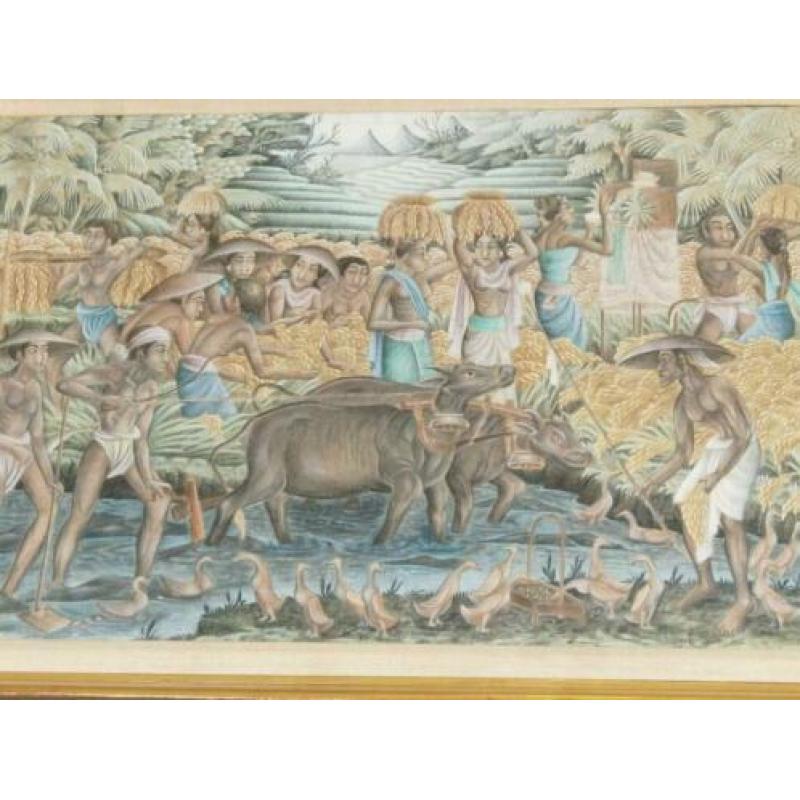 Bijzonder Indonesisch schilderij gesigneerd Ubud Bali*******