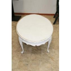 Prachtige oude nostalgische witte ovale salontafel 125x77x48