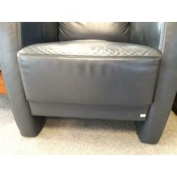 Blauwe leren fauteuil (63)