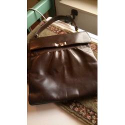 Vintage leren handtas tas t.e.a.b.