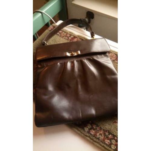 Vintage leren handtas tas t.e.a.b.