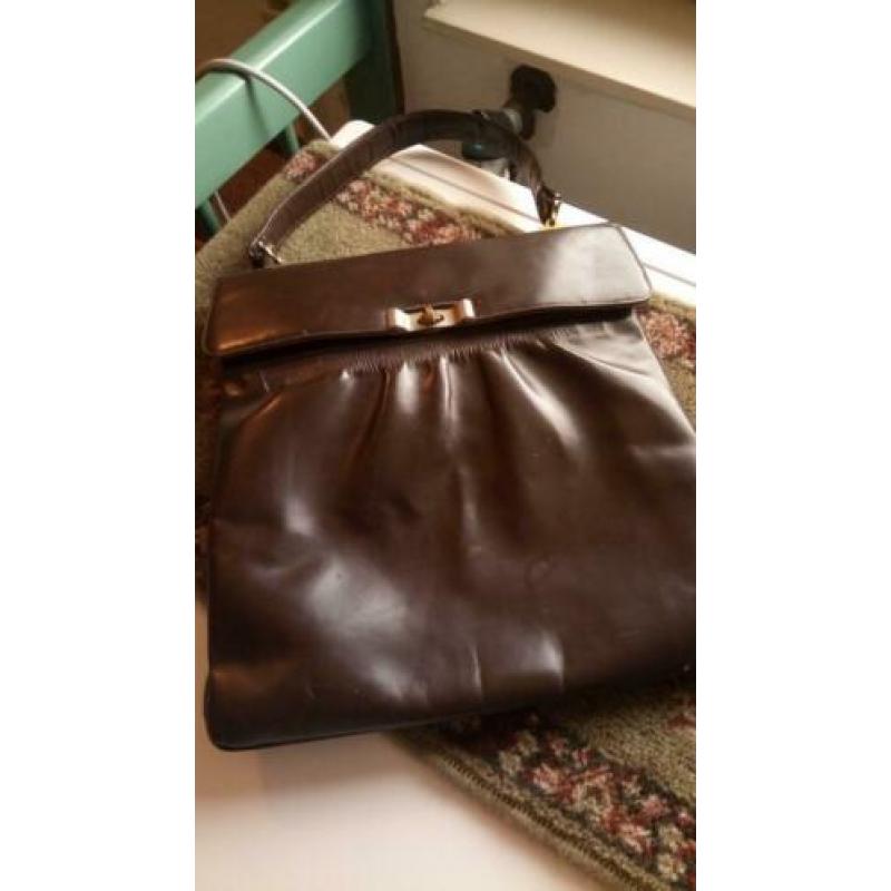 Vintage leren handtas tas t.e.a.b.