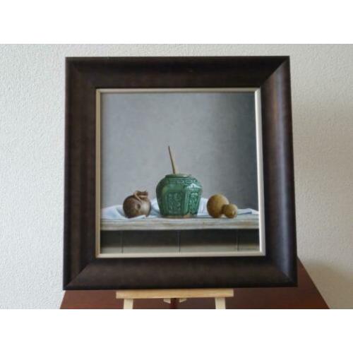 Schilderij stilleven op paneel J Hoedemakers.