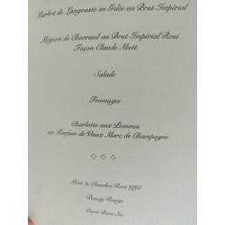 Mooie menu kaart Moet & Chandon met pers text/ Dartois 96
