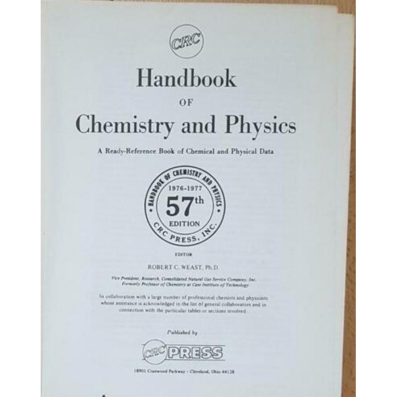 HANDBOOK of CHEMISTRY and PHYSICS, 57th edition