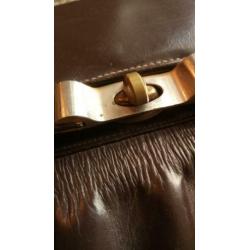 Vintage leren handtas tas t.e.a.b.