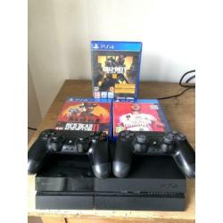 Ps4 500 gb, 2 controllers + rdr2 fifa20 en bo4