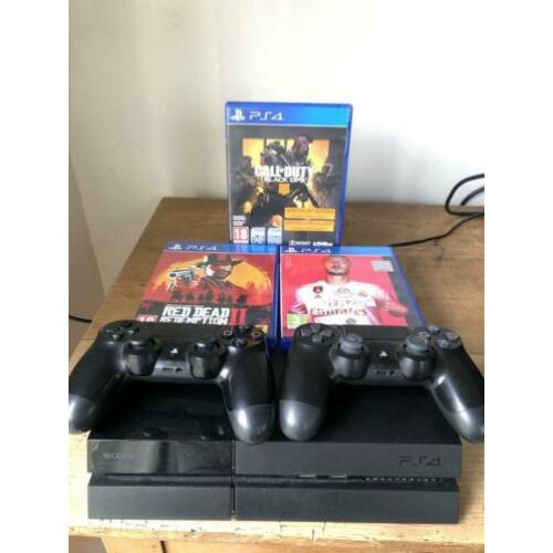 Ps4 500 gb, 2 controllers + rdr2 fifa20 en bo4