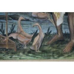 Bijzonder Indonesisch schilderij gesigneerd Ubud Bali*******