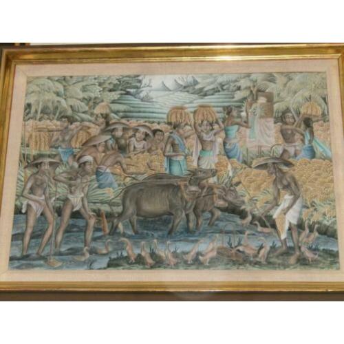 Bijzonder Indonesisch schilderij gesigneerd Ubud Bali*******