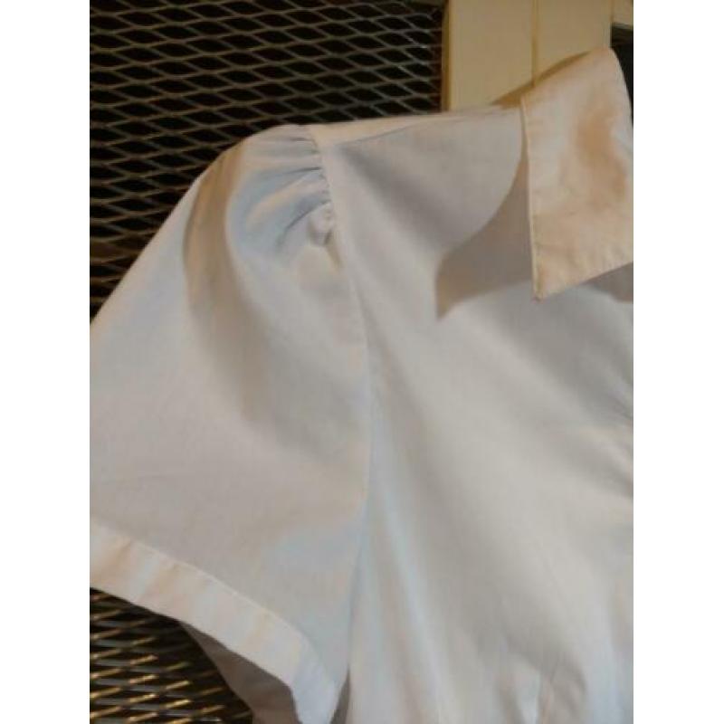 Retro blouse, wit, pofmouwtjes