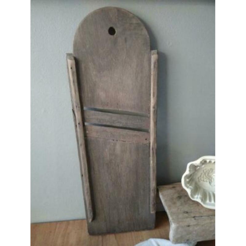 Grote oude brocante houten koolsnijder plank 75x25cm*Etage3*