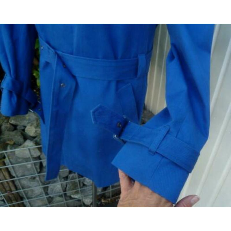 Kobaltblauwe trenchcoat M=40 Mango zomerjas blauwe jas zgan