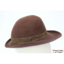 Vintage Dameshoed bruin vilt 55 = S tot XS