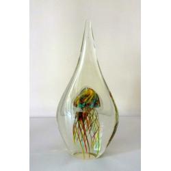 Glazen object helder met kwal rood groen geel Murano 6776-g