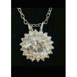 Zilveren ketting met royale zirkonia hanger