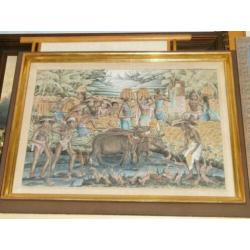 Bijzonder Indonesisch schilderij gesigneerd Ubud Bali*******