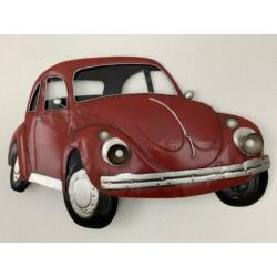 VW Kever metalen 3d wandbord met Led verlichting Rood