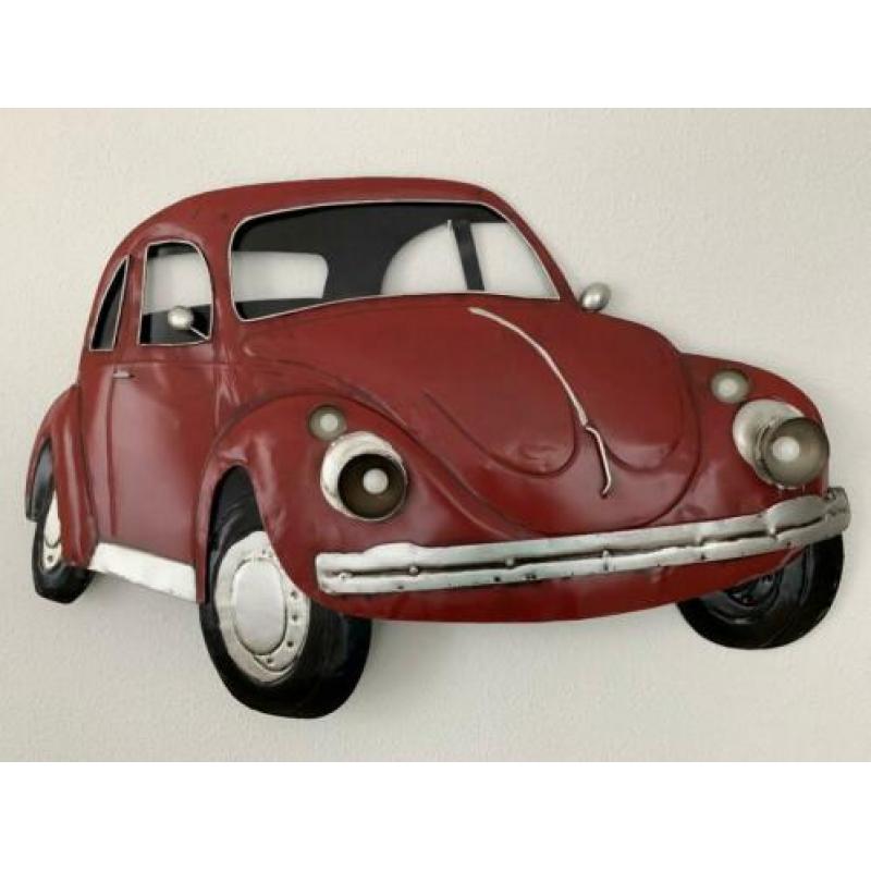 VW Kever metalen 3d wandbord met Led verlichting Rood