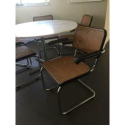 Vintage thonet eethoek marmer eettafel
