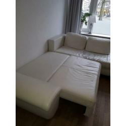 GRATIS afhalen: witte leren hoekbank / slaapbank