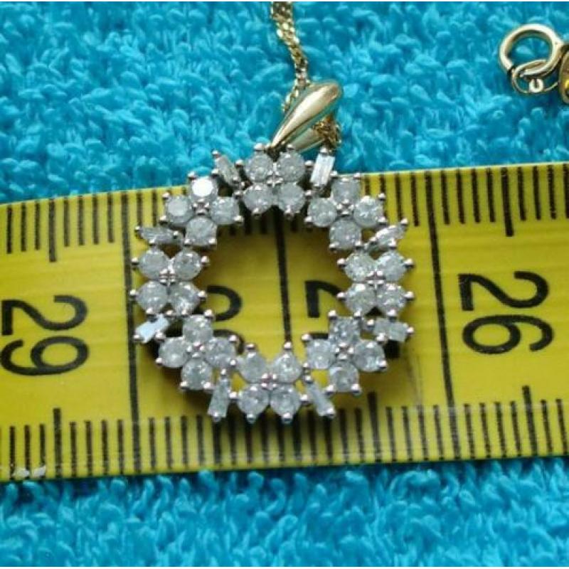 Prachtige gouden diamanten hanger incl. gouden ketting