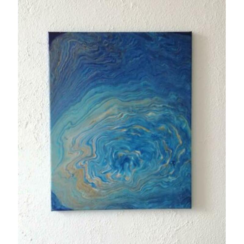 Acryl schilderij abstract 'Blauw'