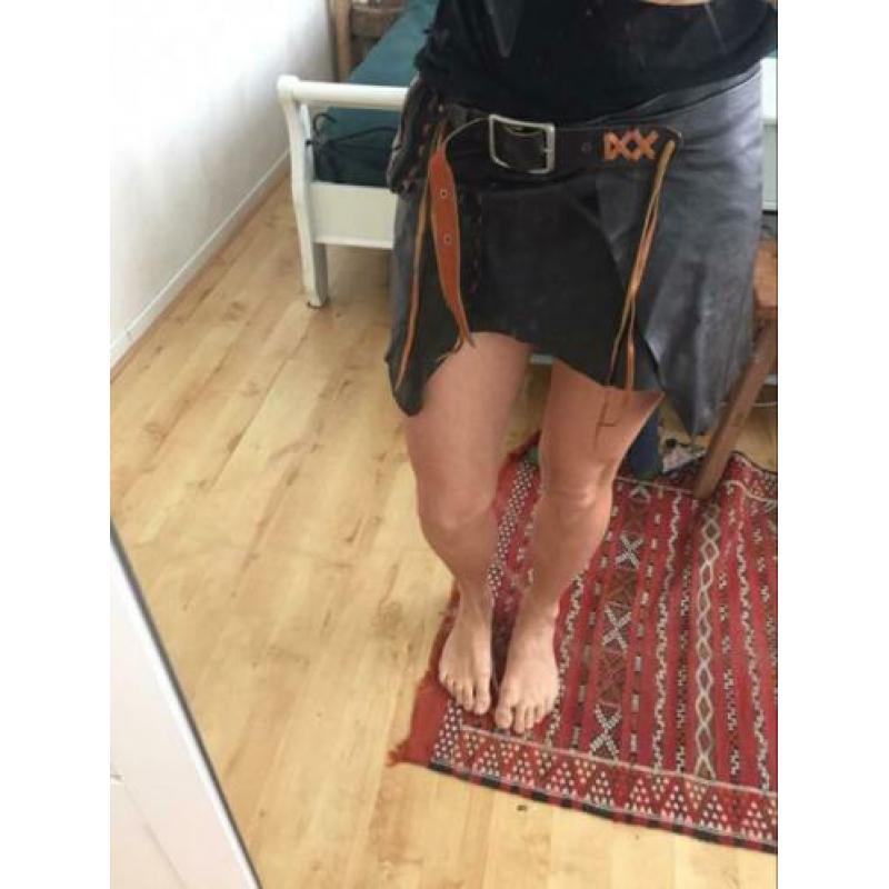 Leren rokjes hippie festival, handgemaakt! nieuw