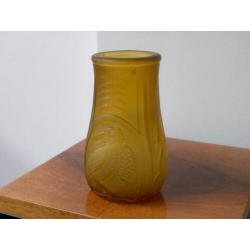 Art deco vaas Vogels, amber/gesatineerd 2