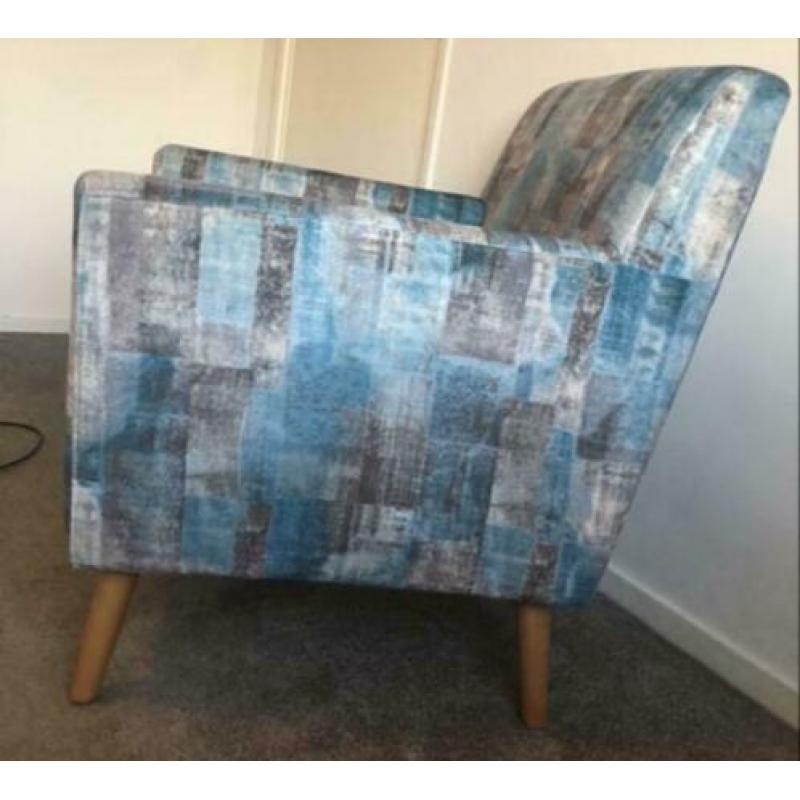 2 Fauteuils Bari turquoise blauw grijs